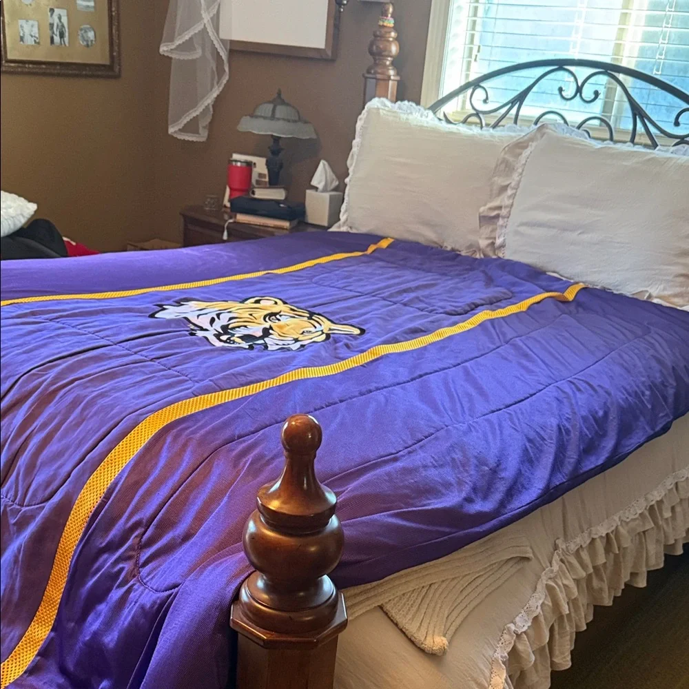 Purple Blanket with Tiger Logo 87” x 67”